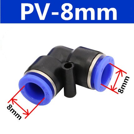 Codo neumático de plástico de ajuste rápido, piezas de aire, tubo de empuje en agua, conector rápido, bloqueo de deslizamiento de 2 vías, PV, 4mm, 6mm, 8mm, 10mm: PV-8mm