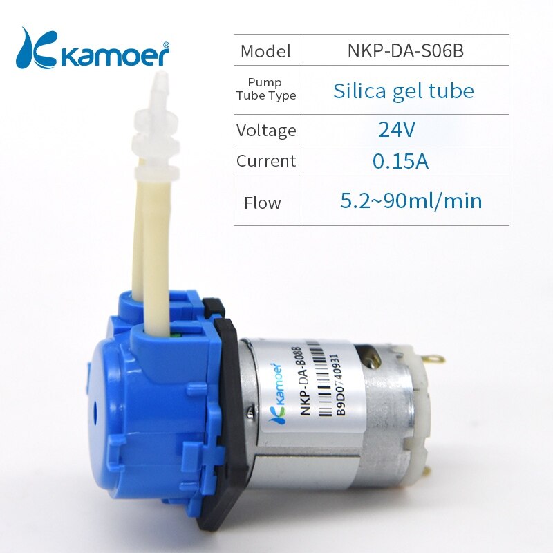 Kamoer nkp peristaltisk pumpe (mini dc vandpumpe 12v/24v,  bpt / silikoneslanger,, lige / l type): Nkp-da -s06b