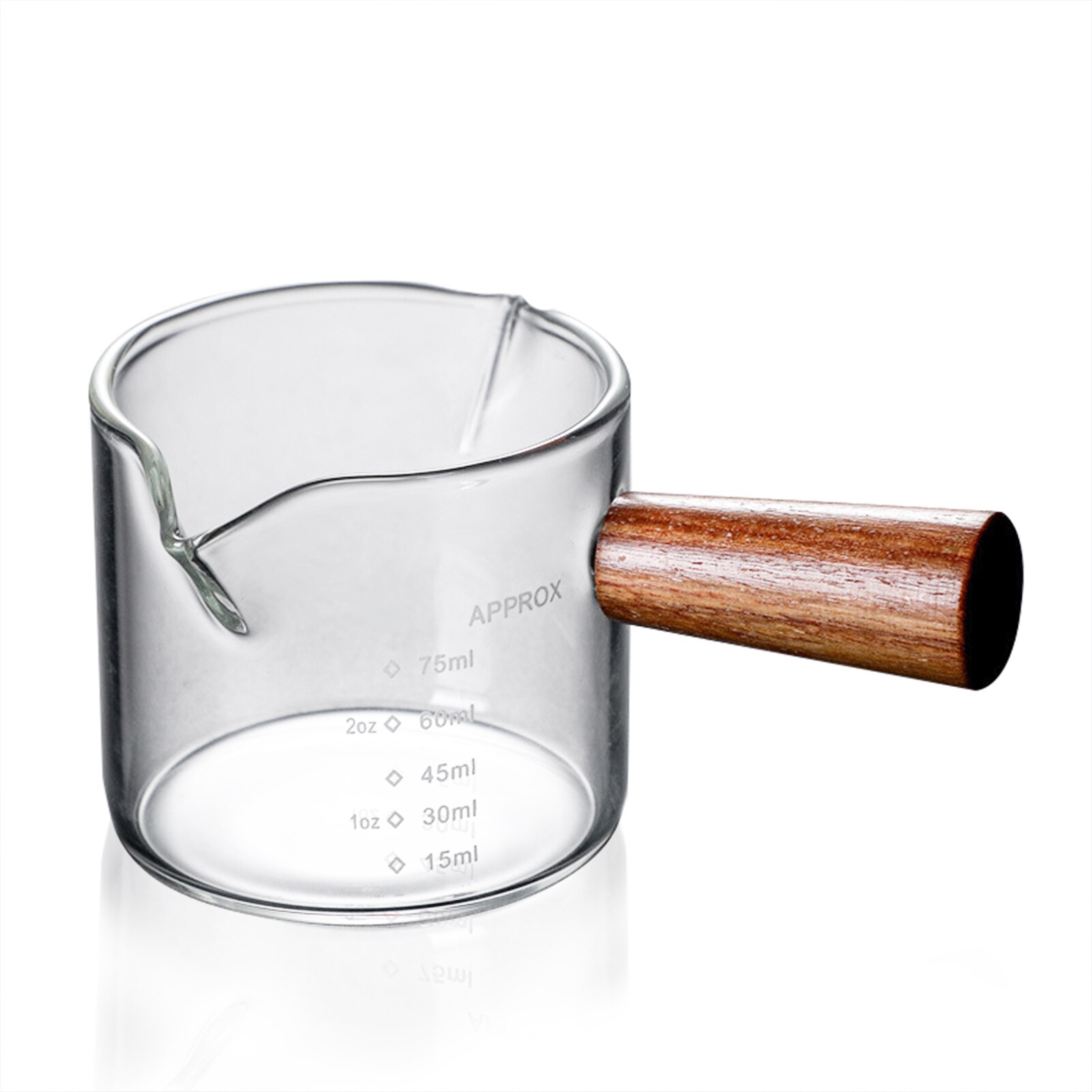 75ml Coffee Milk Jugs Measuring Cup with Scale Heat-resistant Glass with Wooden Handle High Borosilicate Glass Cups: 1