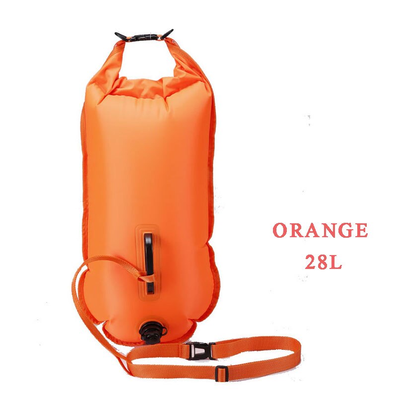20/28L Swimming Bag Inflatable Swimming Buoy Life Bag Tow Floating Dry Bag Swimming Diving Safety Signal Air Bag Inflate Ring: Orange 28L
