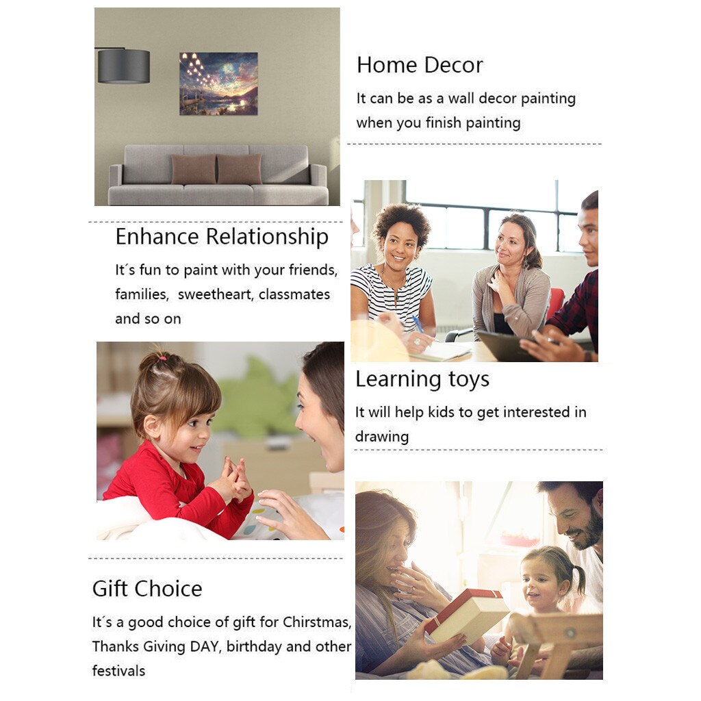 Frameless Fireworks season Diy Digital Painting By Numbers Kits Acrylic Paint By Numbers Unique For Home Decor 40x50cm