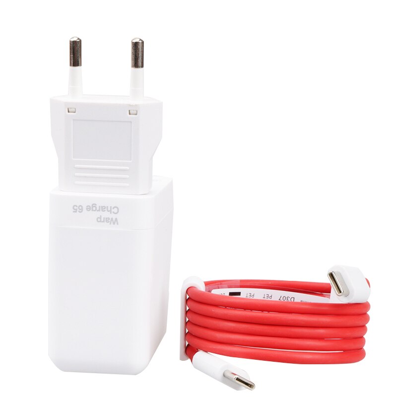 Ładowarka 65W do OnePlus 9 Pro 9R 8T 6A 1M USB-C do USB-C Dash/Warp Adapter do ładowania dla One Plus 8 Pro Nord 7T Pro 7 6T 1 + 6: EU Charger Cable