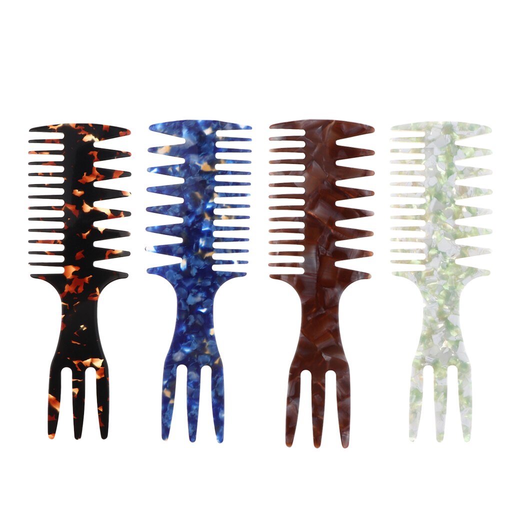 Pente largo do elevador da picareta do cabelo de detangling do dente, pente do estilo do cabeleireiro de 3 lados para levantar, alisar e cortar o cabelo e perucas