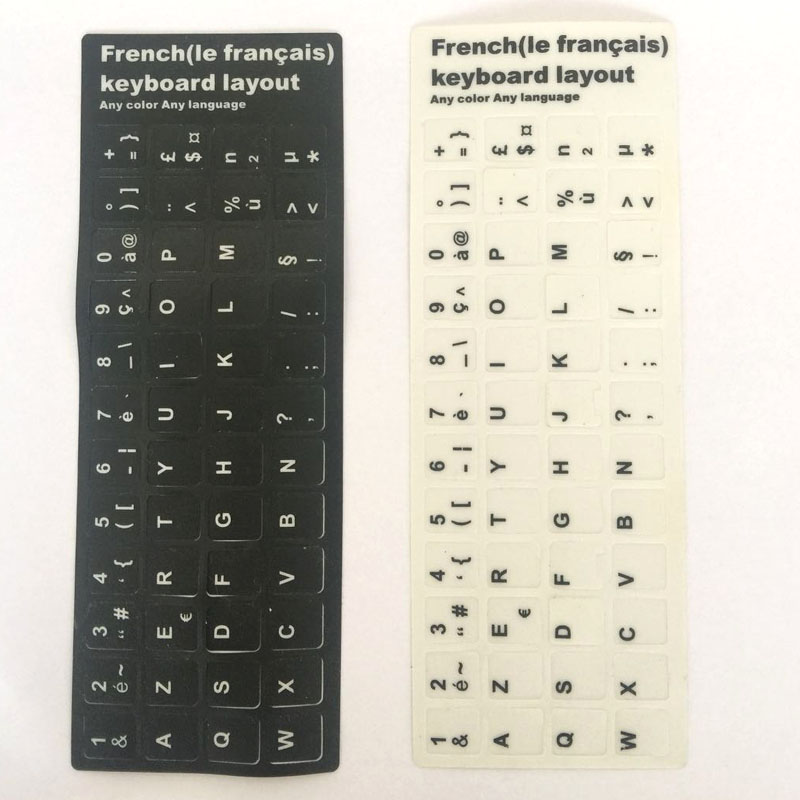 1 stk fransk fransk tastatur klistermærke layout holdbart alfabet sorte eller hvide bogstaver til universel bærbar computer