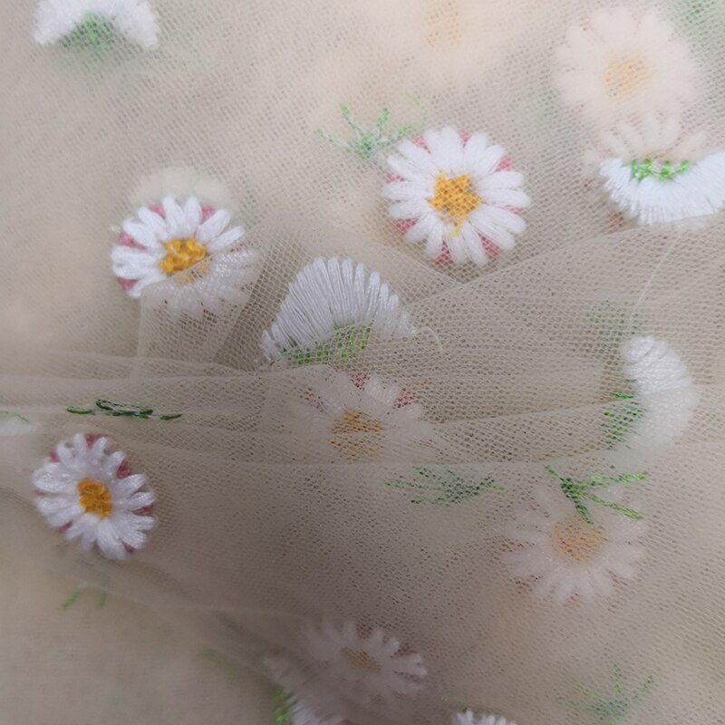 Robe en Tulle brodé de fleurs de marguerite noir doux, blanc, rose, gris, bleu foncé et Beige pour chemises pour la cour