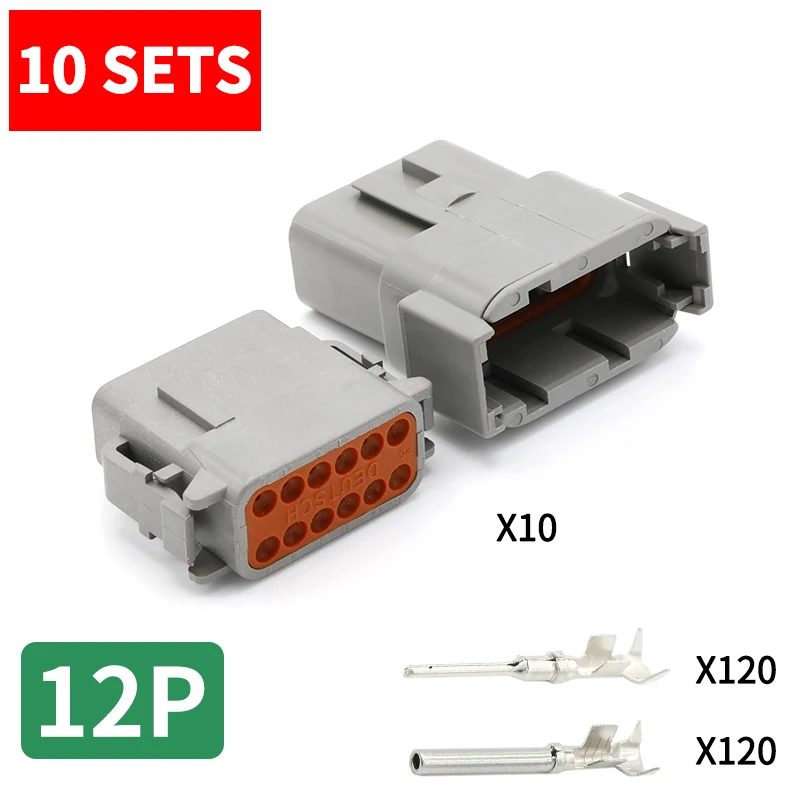 Conectores DT impermeables Deutsch DTM, terminal de cableado de cabeza macho y hembra, arnés de cableado, enchufe, DTM04-2P D, 10 juegos