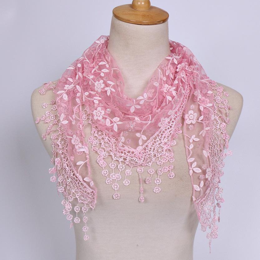 sjaal Vrouwen Lace Sheer Bloemen Sjaal Wrap Tassel Sjaal 7.25