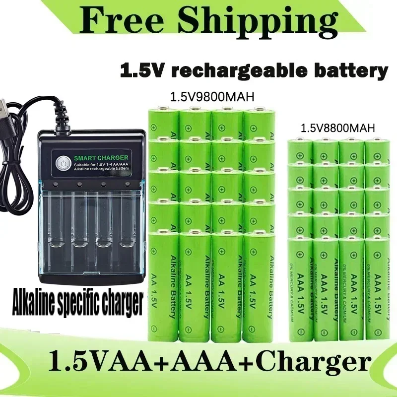 Batería recargable Original 1,5 V AA9800mAh + AAA8800mAh + cargador para ordenador reloj Radio videojuego cámara Digital AA AAAbattery