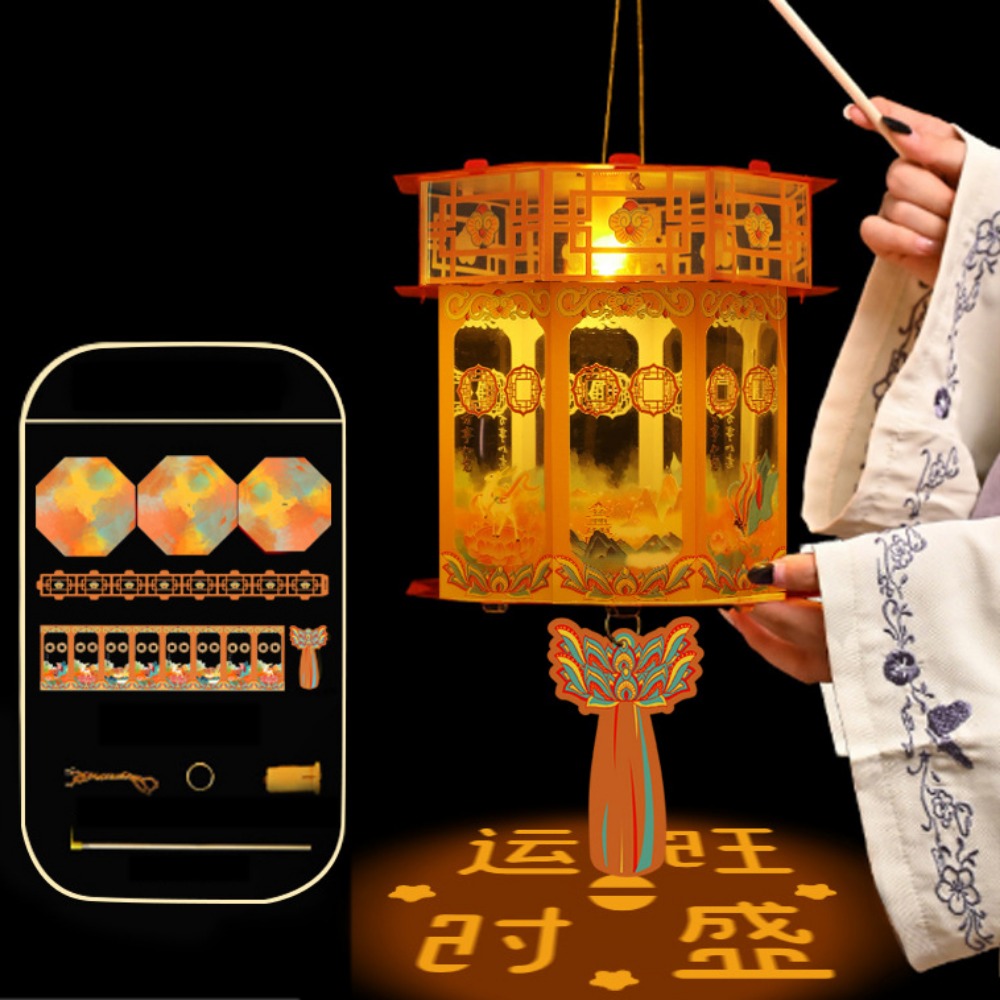 Cartoon Snake Year Lantern Handmade Chinese Style Portable Luminous Lantern Traditional PVC Projection Lantern Lantern Festival: Light Grey