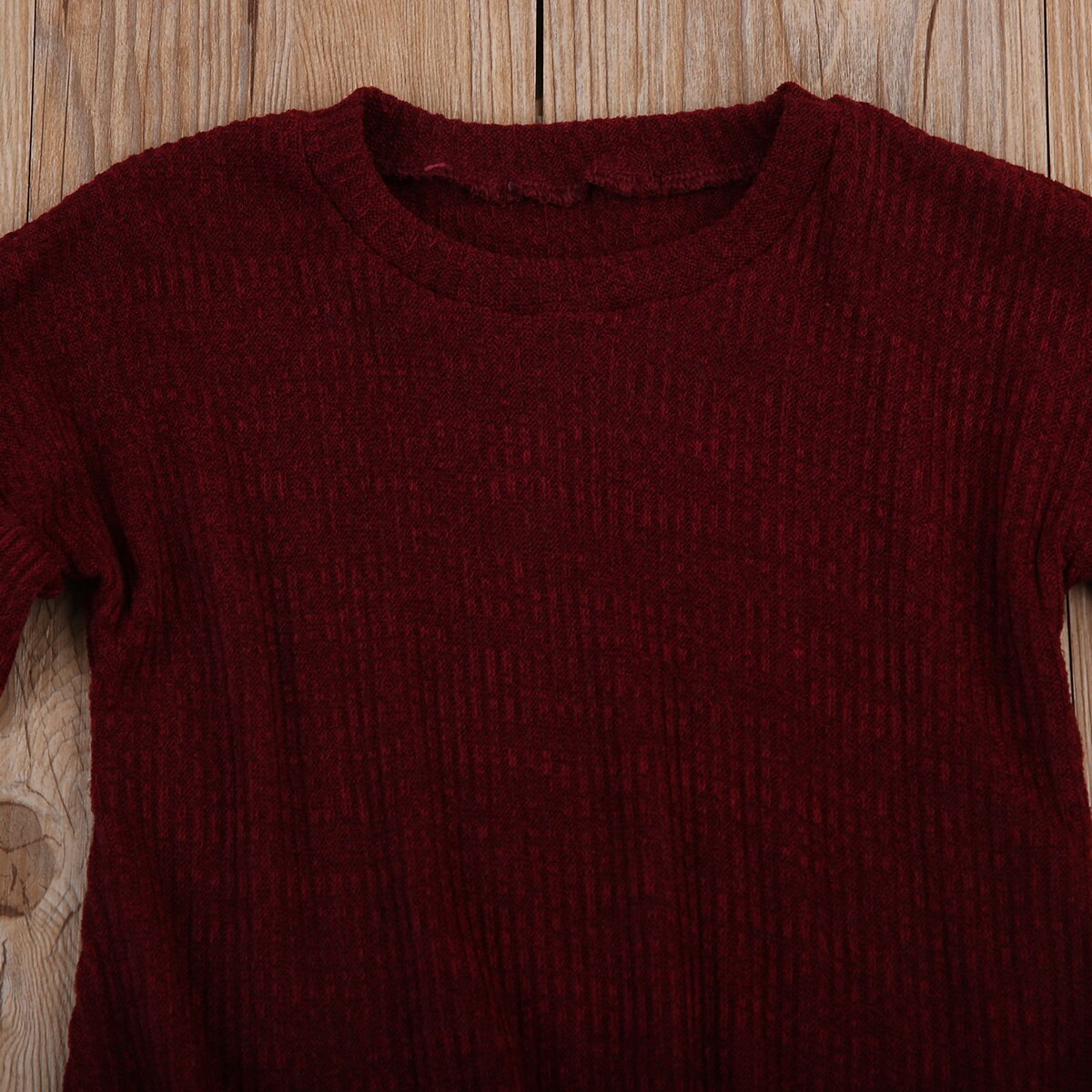 Höst vinter kid barn flicka vinröda tröjor flare ärm varma toppar tee pullover blus
