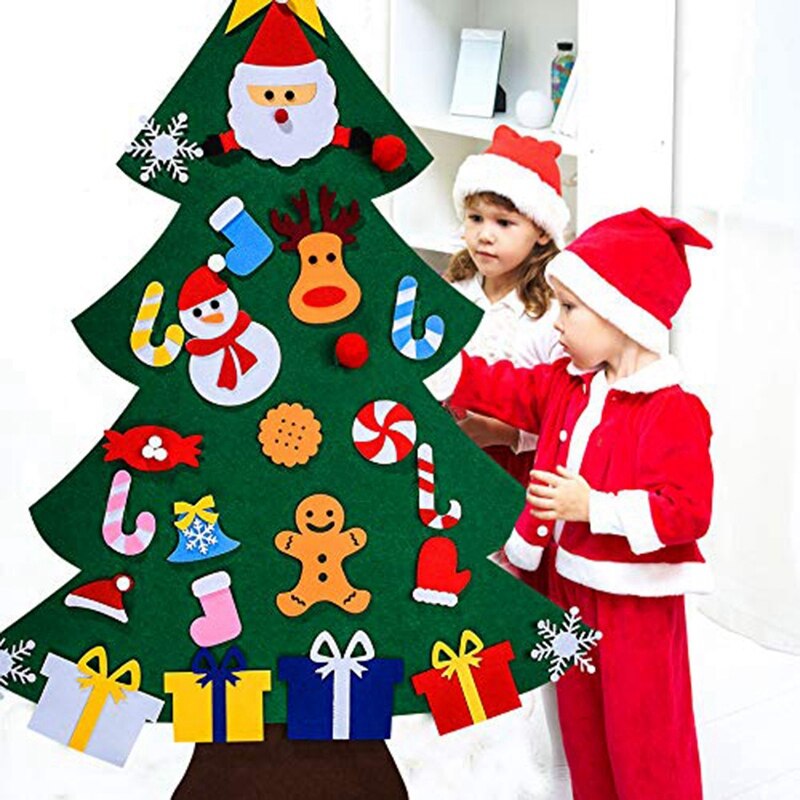 Felt Christmas Tree for Kids -3D DIY 26Pcs Detachable Ornaments, Xmas Decorations Wall Ha