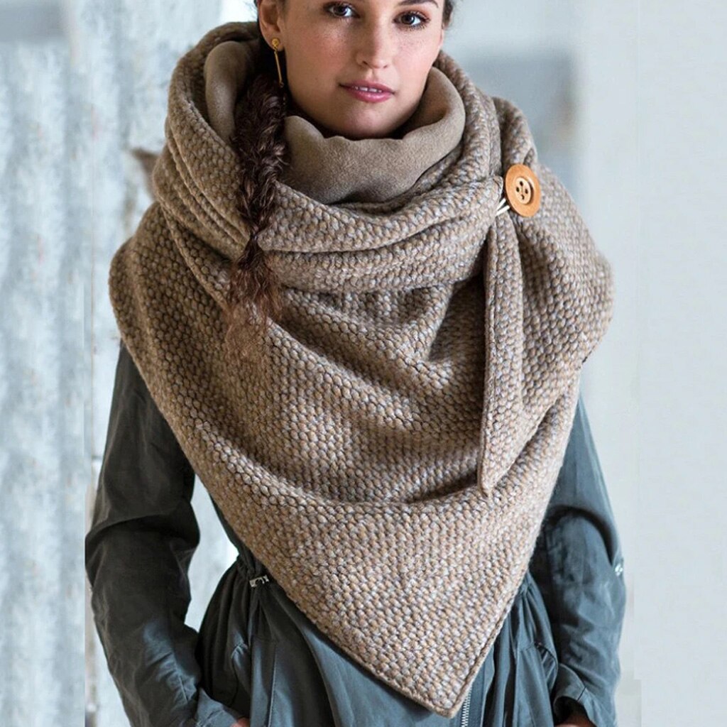 Casual Thick Warm Shawl Scarf Solid Color Triangle Wraps: W53-KK
