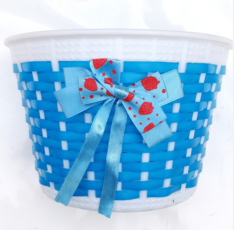 Cesta de bicicleta para niños, triciclo, Scooter, cesta para manillar, almacenamiento, portador frontal, bolsa con lazo de plástico, bolsa de ciclismo para niños: Azul