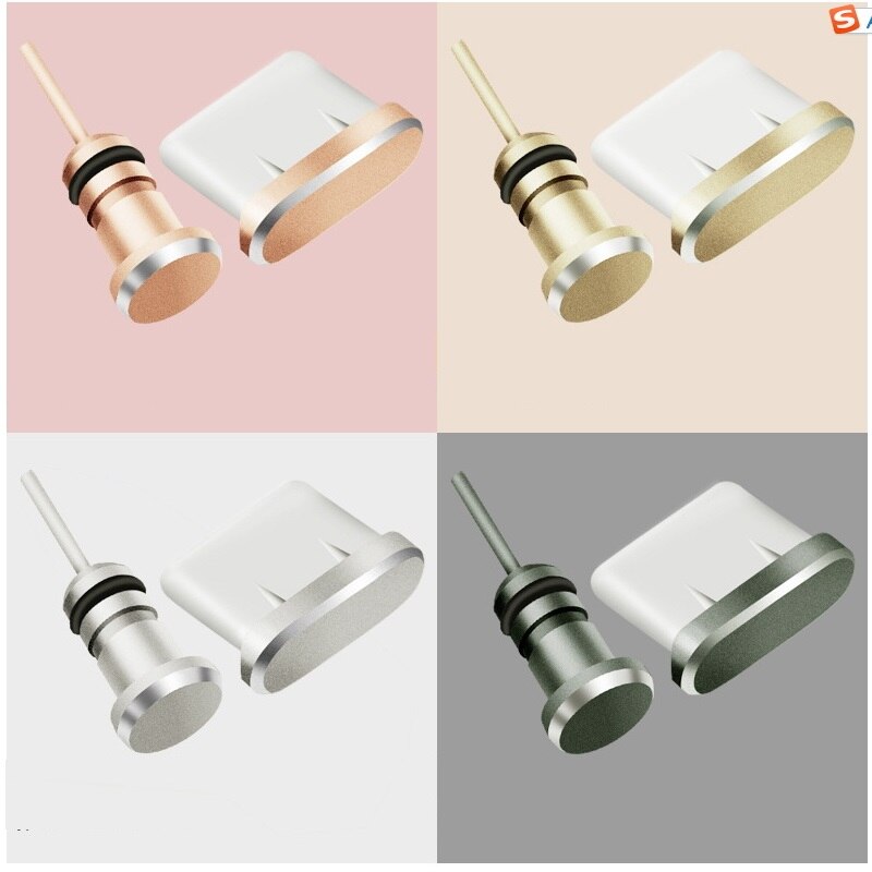 Tipo-C Porta di Ricarica Del Telefono Trasduttore Auricolare di 3.5 Mm Martinetti Tipo di Scheda Sim C anti Spinotti E Jack Antipolvere per Samsung S9 S8 a5 A7 2017 Huawei P9 P10