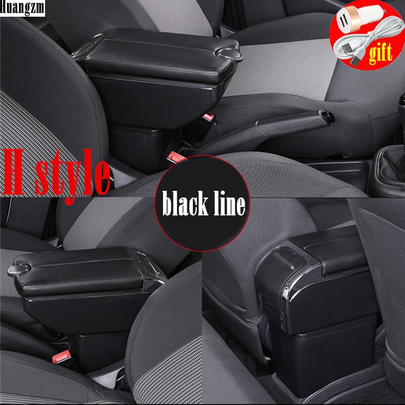 For Honda CR-Z CRZ Armrest Box Double doors open 7USB Centre Console Storage Box Arm Rest: H Style All black