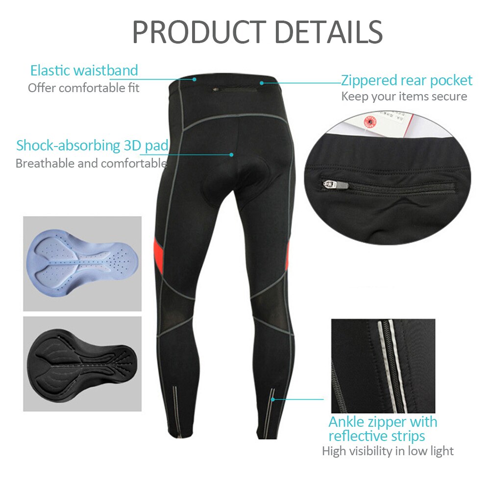 Men's Pants Thermal Running Tights Athletic Cycling Pants Fleece Cold Weather Outdoor Bike Cycling Trousers
