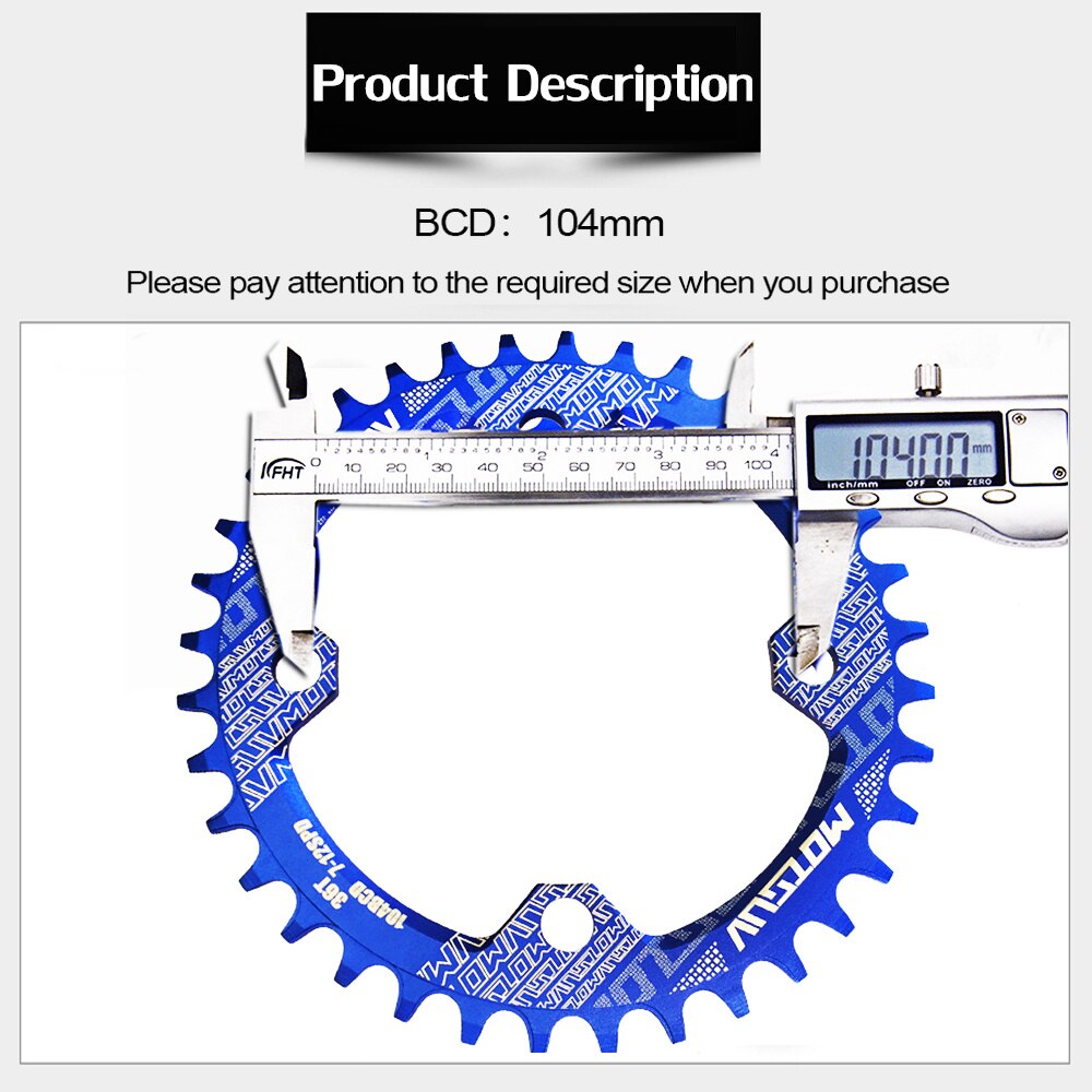 Motosuv redondo estrecho ancho motoring MTB bicicleta de montaña bicicleta 104BCD 32T 34T 36T 38T plato de dientes partes 104 BCD