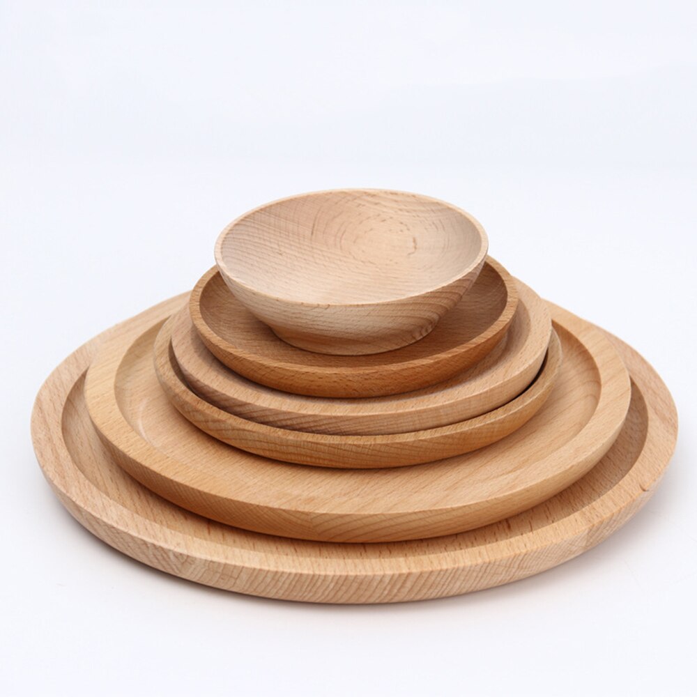 Ronde Plaat Snack Houten Taart Vruchten Schotel Kamer Dessert Dienblad Milieuvriendelijke Sushi Servies Party Voor Home Hotel School