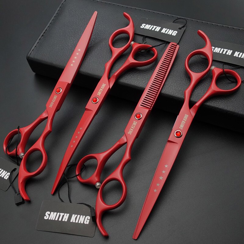 7" pet grooming scissors Cutting scissor&curved scissor&thinning Shears for dog grooming K686: 4 pieces set