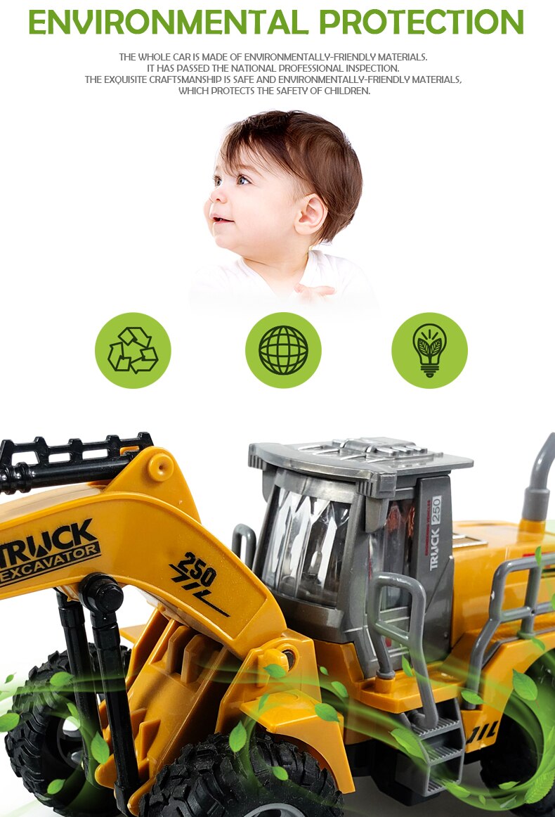 Afstandsbediening Auto Speelgoed Voor Jongens 4 Kanaals Rc Graafmachine Speelgoed Bouw Tractor
