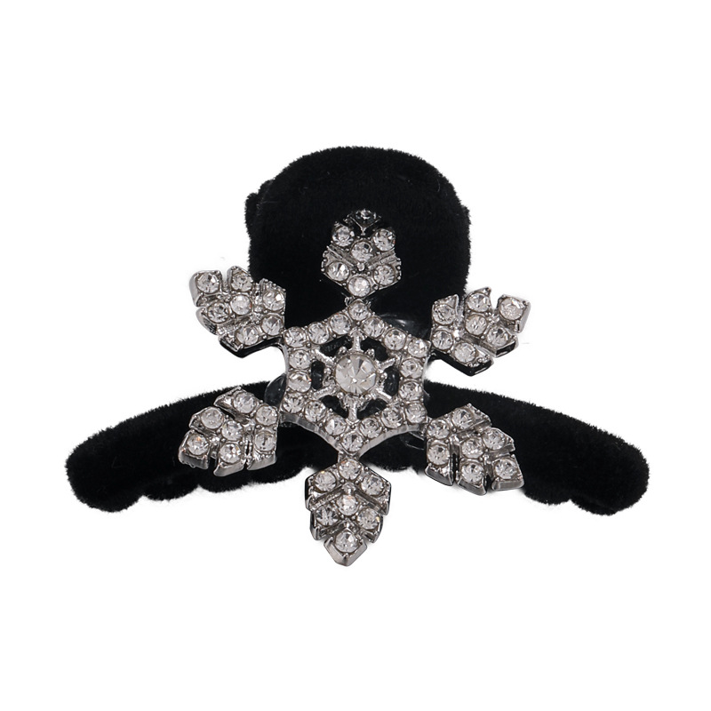 Christmas Rhinestones Snowflake Hair Clips Winter Pearl Crystal Metal Hair Pins For Woman Girls Sweet Barrettes