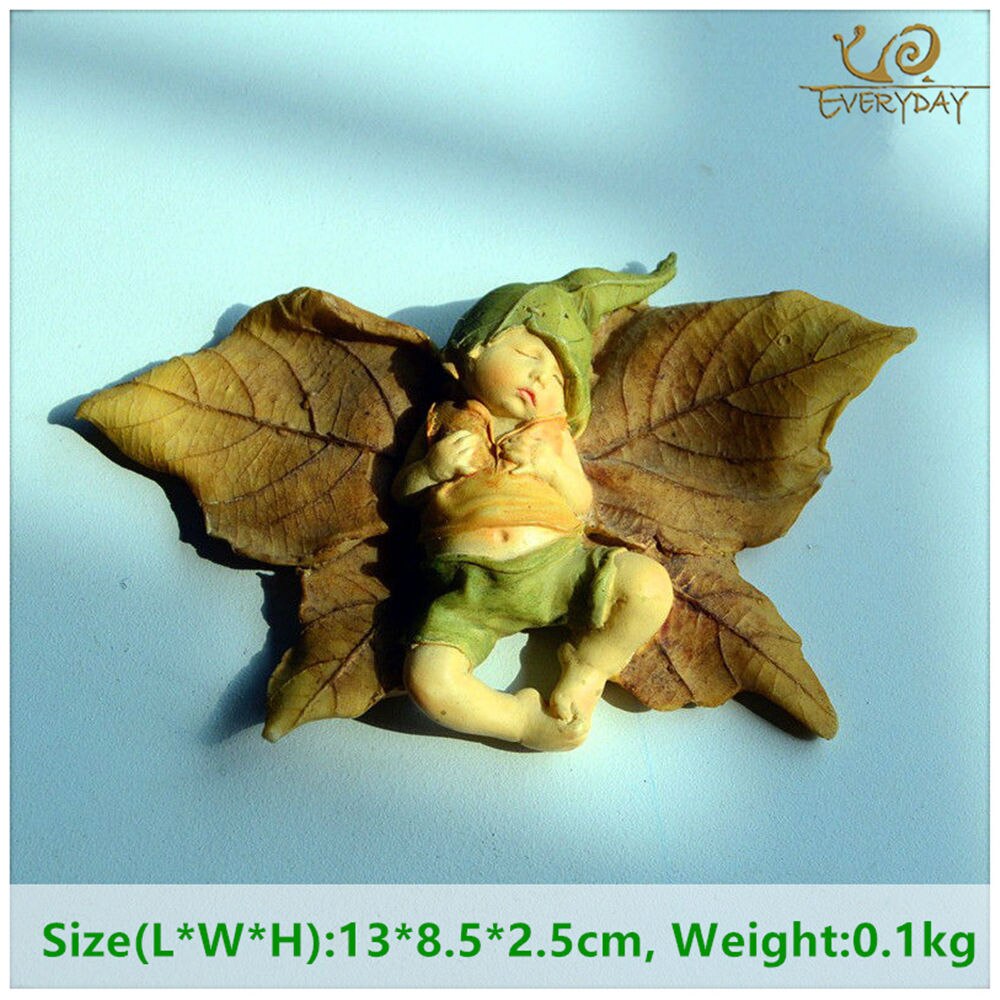 Hverdagssamling engel figur miniatyr fe hage ornament blad baby juletre dekorasjon for hjemme jul: Z7743a