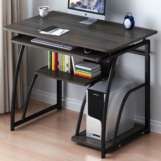 K-star moderne datamaskin skrivebord arbeidsstasjon studie skrivebord hjemmekontor møbler med tastaturbrakett pc metall 71cm: Kaffe kaffebrakett