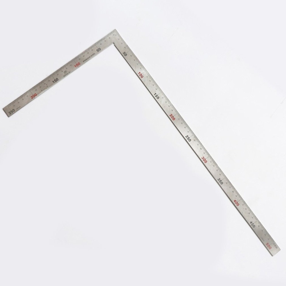 500mm Stainless Steel 90 Degree Square Layout Tool L-Shaped Dual Angle Side Metric Ruler For Rafters Doors Stair Layouts