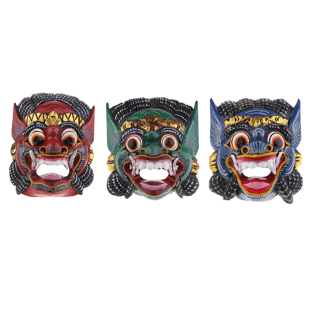 Collectibles Thailand Wooden Hand Carved Facial Mask Wall Hanging Art