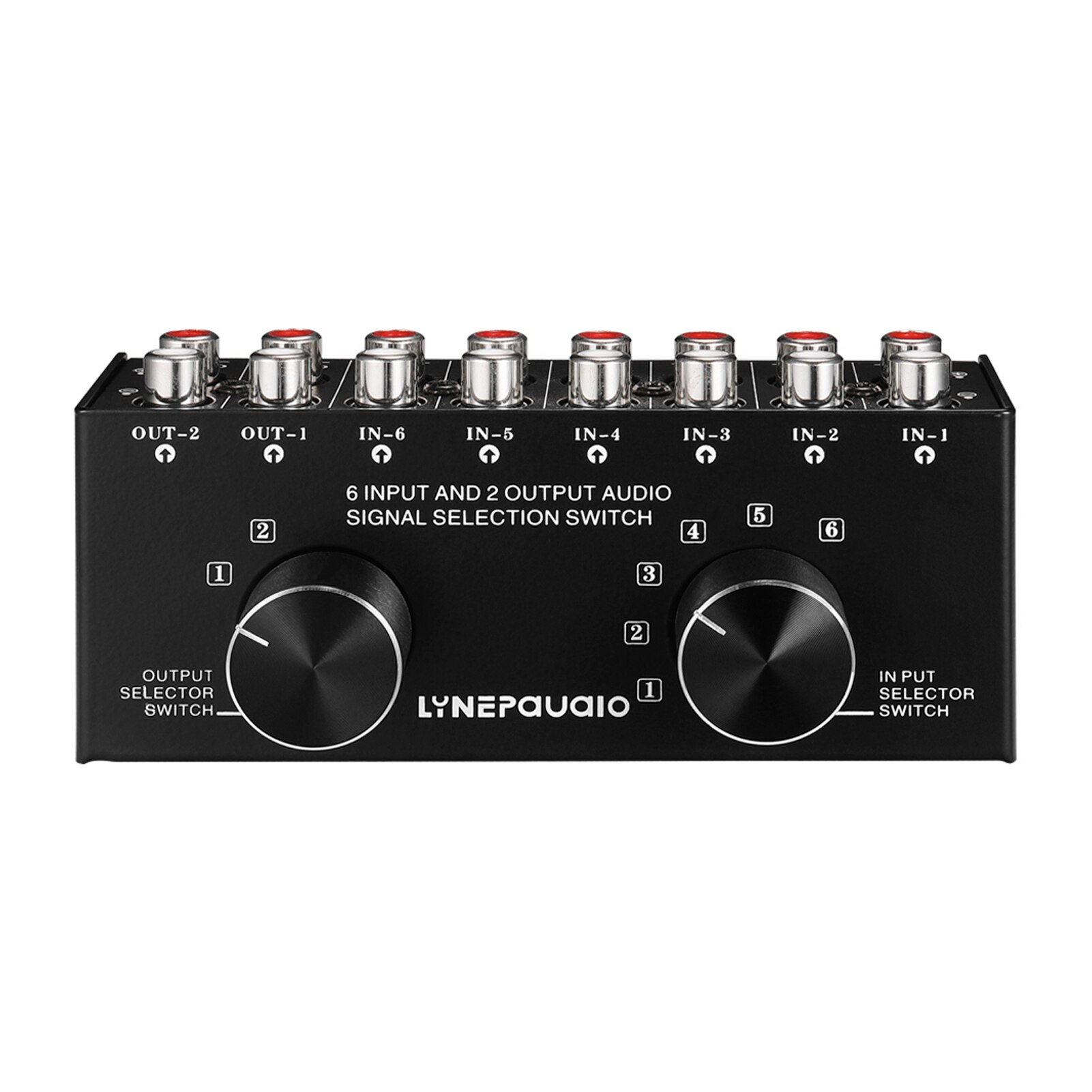 6-In-2-Out Audio Switcher Two-Way Audio Signal Selector Box Splitter Distributor with RCA Inputs &amp; Outputs: 6-in-2-out RCA