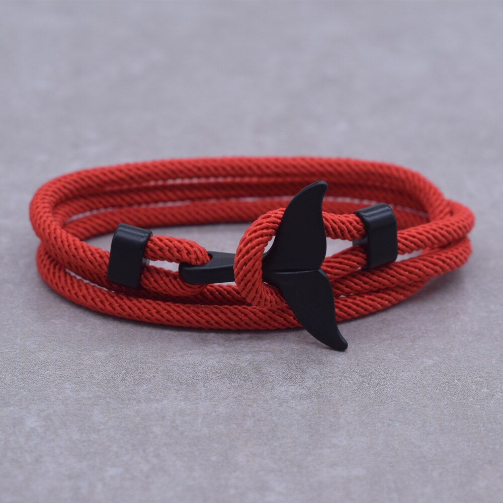 Anker Stijl Sieraden Oceaan Zilveren Kleur Whale Tail Charme Armband 2-3 Ronden Verstelbare Touw Armbanden Voor Mannen Vrouwen: S0923