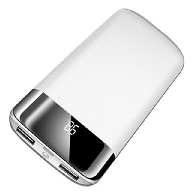 Power Bank 30000mAh Digital Display Portable Phone Charger Phone Battery Outdoor Travel Charger External Battery Powerbank: White