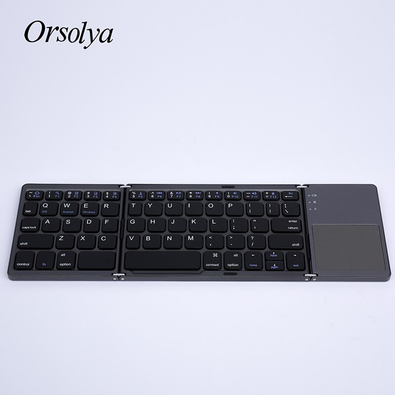 Mini foldbart tastatur bluetooth foldbart trådløst tastatur med touchpad, genopladeligt, til android/windows/ios tablet telefon ipad