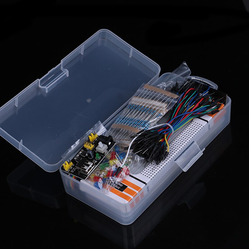 1 set elektronica componenten basis starter kit met 830 bevestigingspunten breadboard kabel weerstand, condensator, led, potentiometer