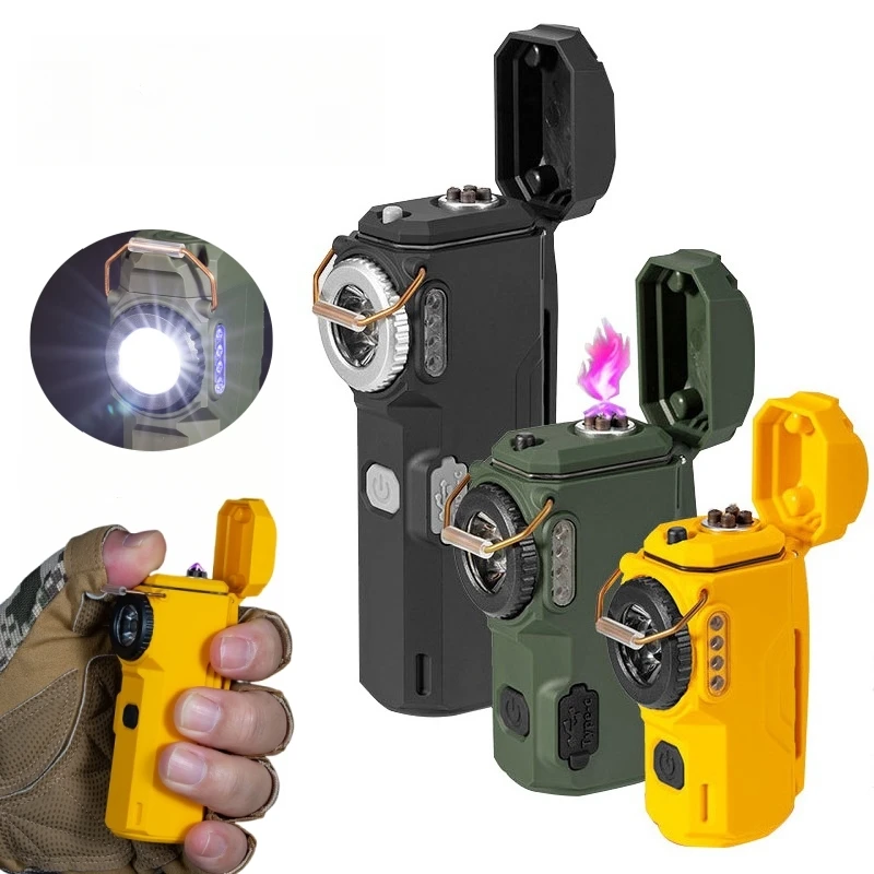 draussen winddicht und wasserdicht Dual Bogen Licht multifunktionale Taschenlampe Notlicht USB Schnellladung Licht Feuerzeug