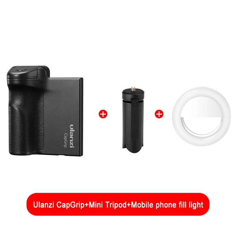 Ulanzi CapGrip Phone Stabilizer - Bluetooth Selfie Booster Grip with 1/4" Screw Mount & Tripod Stand: With Tripod Light