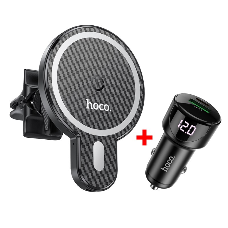 HOCO-soporte magnético para cargador de coche, dispositivo de carga rápida para iPhone 12 Pro 12 mini, 15W: Set meal