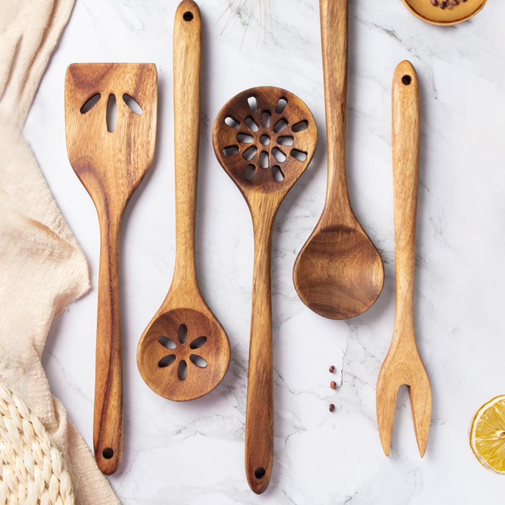 Durable Spoon Eco-friendly Anti-deform Wood Cooking Utensils Spoon for Dorm Kitchen Supplies Accessories Kitchen Dining Tool