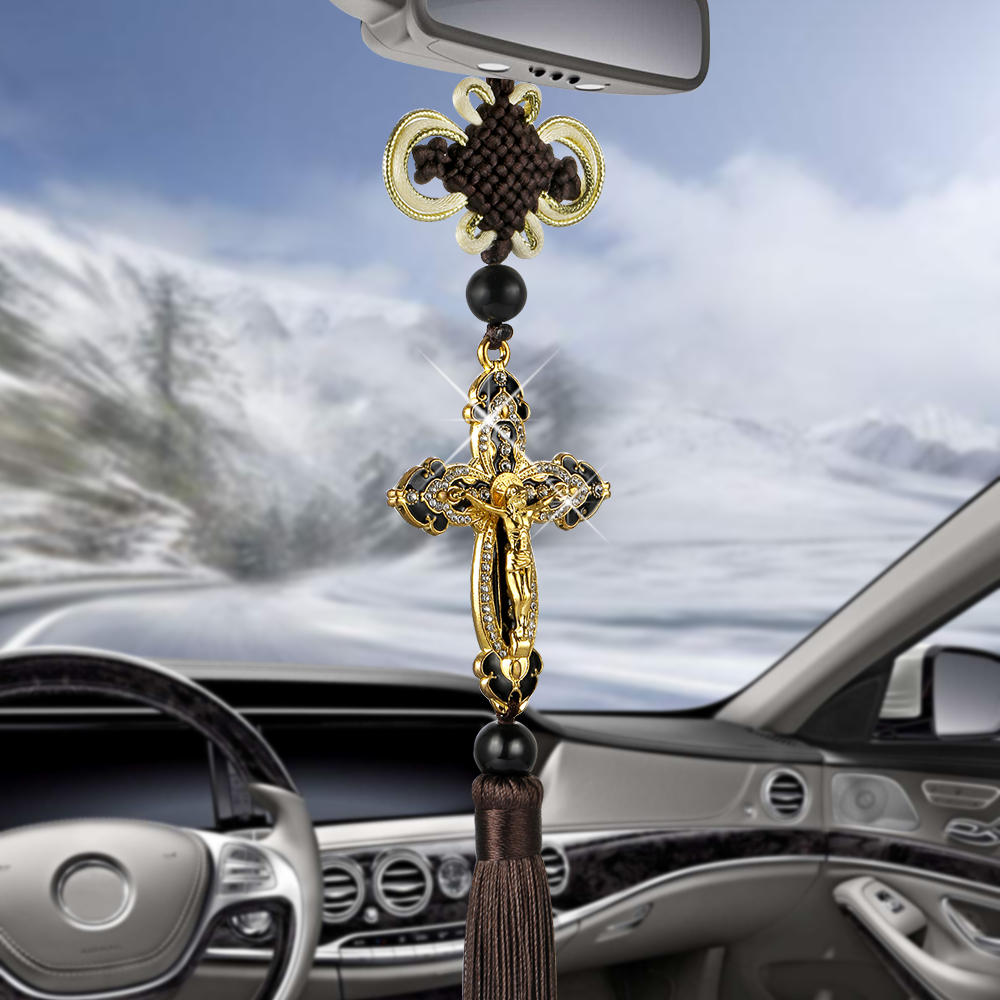 Hanger Metalen Diamant Kruis Jesus Christelijke Religieuze Spiegel Ornamenten Opknoping Styling Accessoires