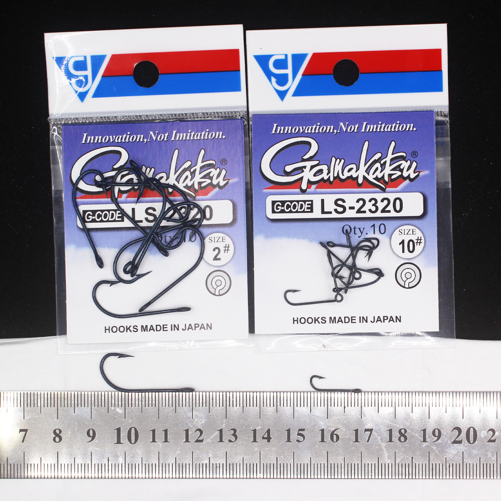 Gamakatsu fiskekroker 10 stk/parti 2#-10#  blå fiskekroker høykarbonstål 2320 sjøkroker med ringede pesca-redskapskroker