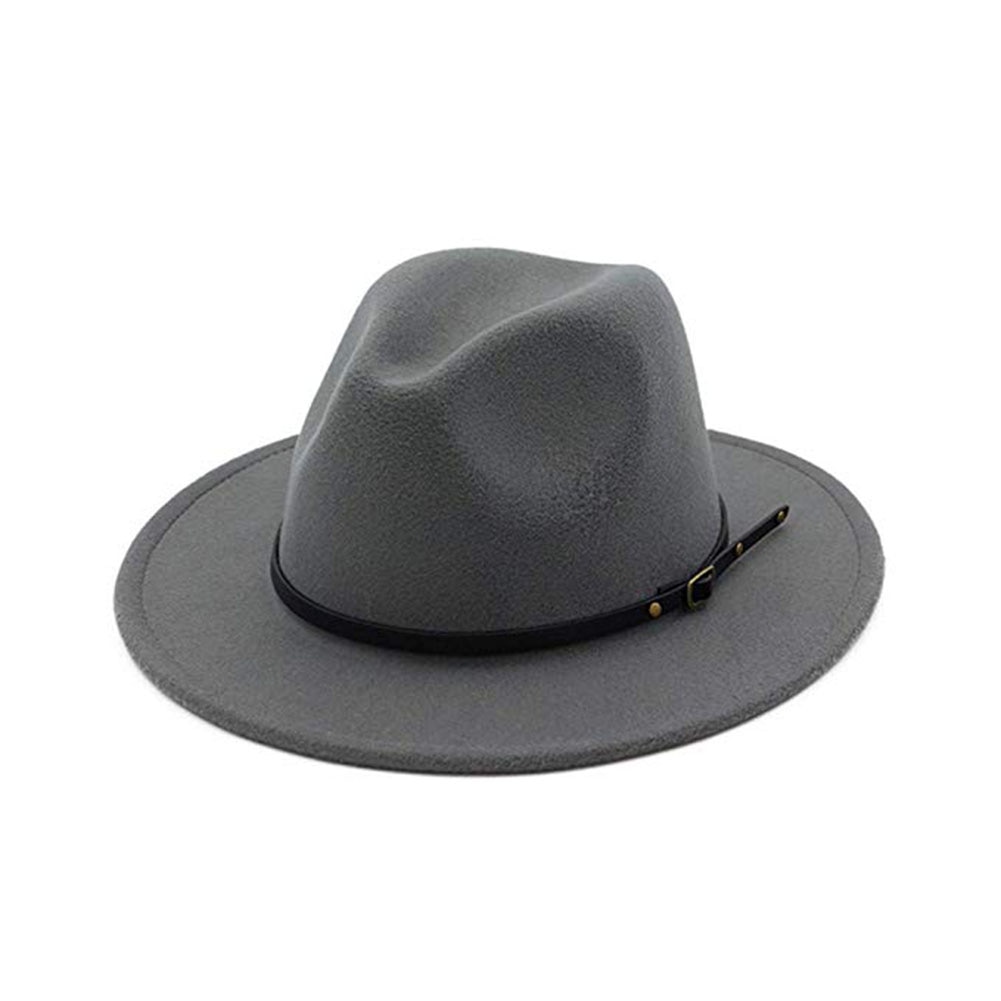 Jahrgang Einfarbig Filz Breite Krempe Bowler Fedora Hütte Winter Diskette Frauen Kappe Jazz gorra Europäischen Amerikanischen Runde Kappen Bowler hüte: hell grau