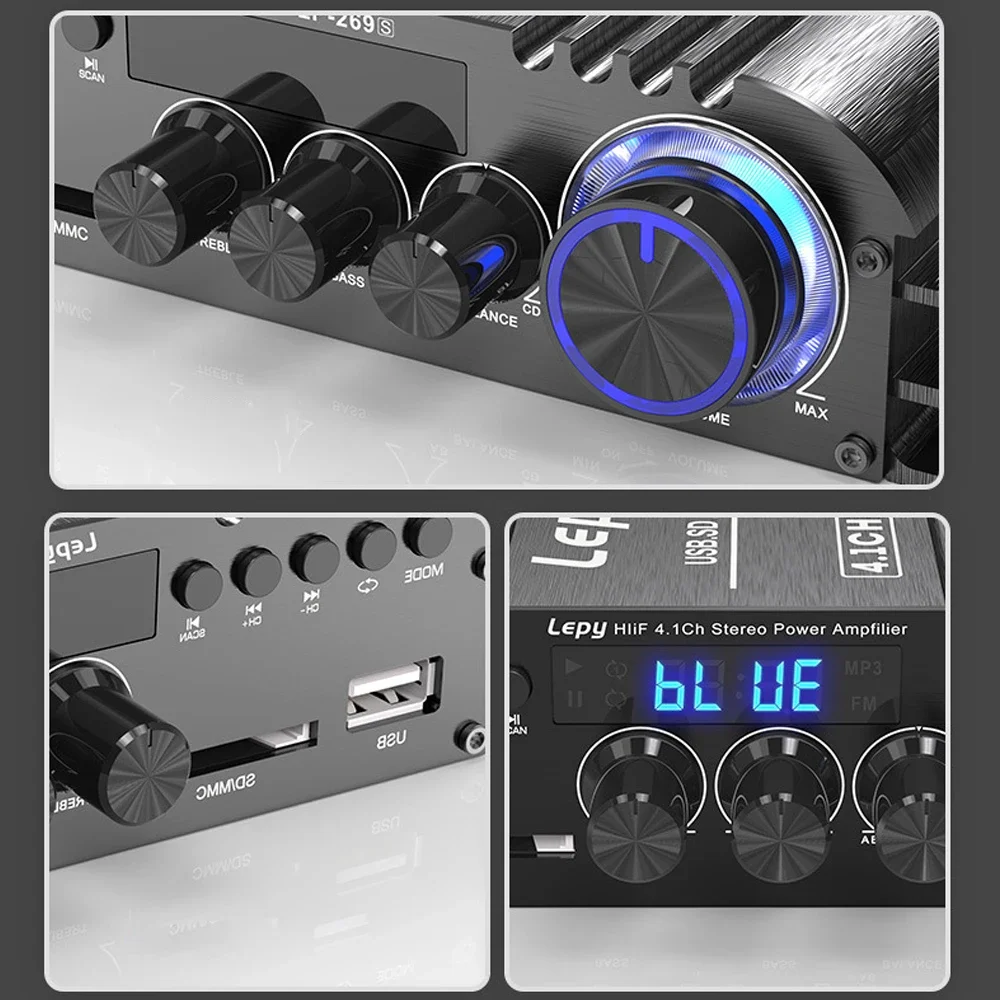 Audio Power Amplifier Bluetooth 5.0 Home Amplifiers Coaxial In USB SD FM Function Home Theater Sound System 4.1 CH LP-269PRO