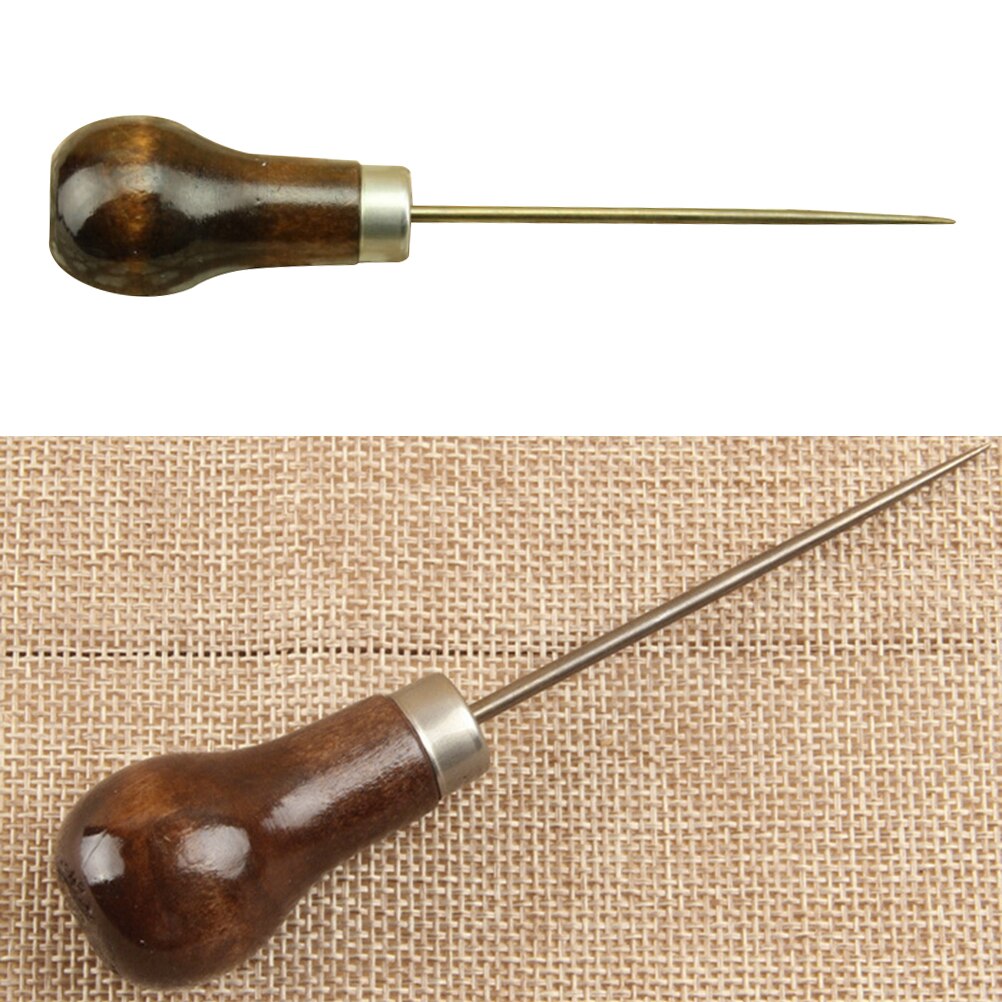 Herramientas de mango Awl para costura cuero, herramienta de madera cuero costura 1 uds, superventas,