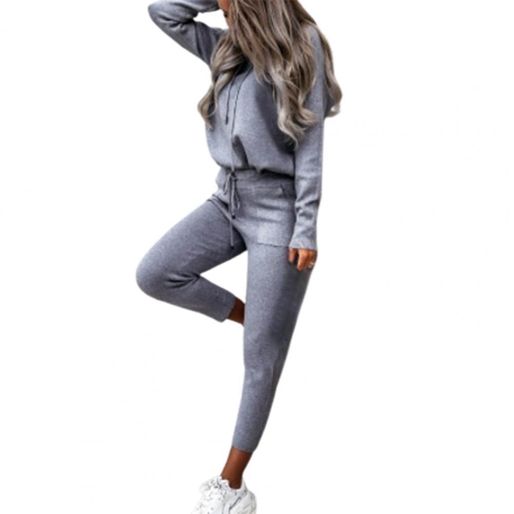 Odporny na zimno 1 zestaw modny gruby damski dres ze sznurkiem do biegania: XL / Grey