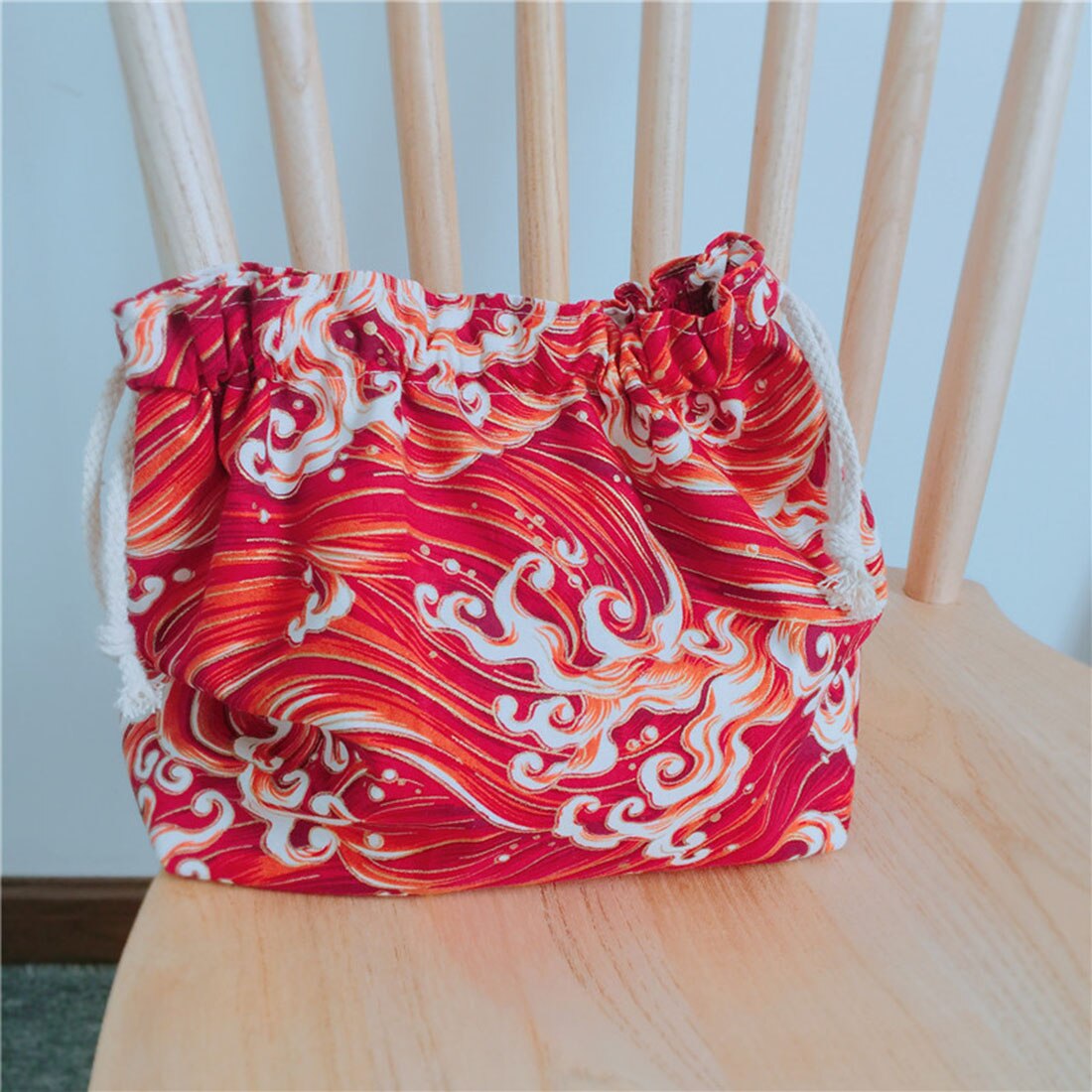 Moda almoço saco drawstring almoço sacos para mulheres crianças portátil lancheira estilo japonês bento tote bolsa de viagem piquenique: F Lunch Bag