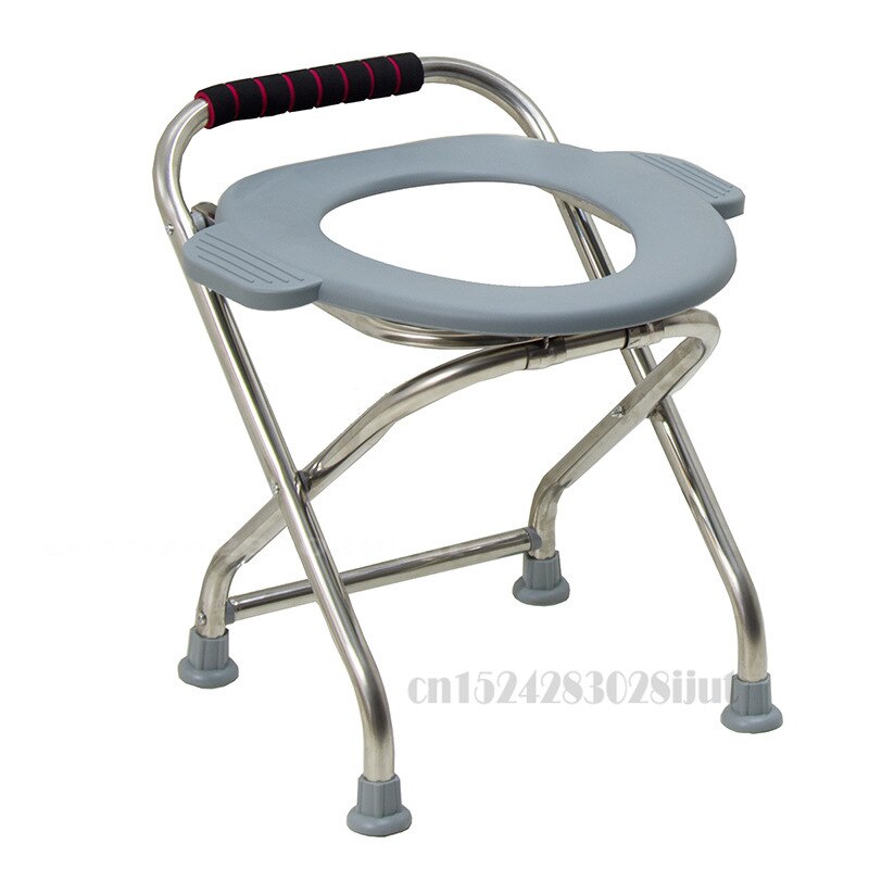 Folding Toilet Chair Household Bathing Chair for The Elderly Mobile Thickened Toilet Chairs Bearing 100kg