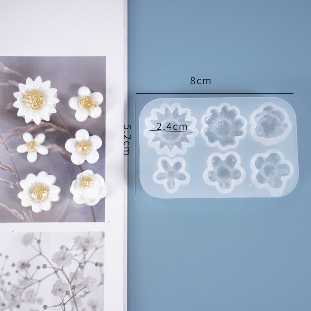 DIY Craft Epoxy Resin Mold Handmade Mini Daisy Flower Silicone Mould Making Tool UV Jewelry Ornament Casting Molds