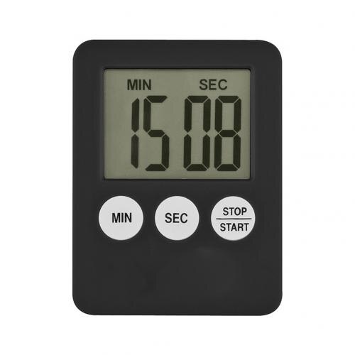 Digital Screen Kitchen Timer Large Display Digital Timer Square Cooking Count Up Countdown Alarm Clock Sleep Stopwatch Clock: Black