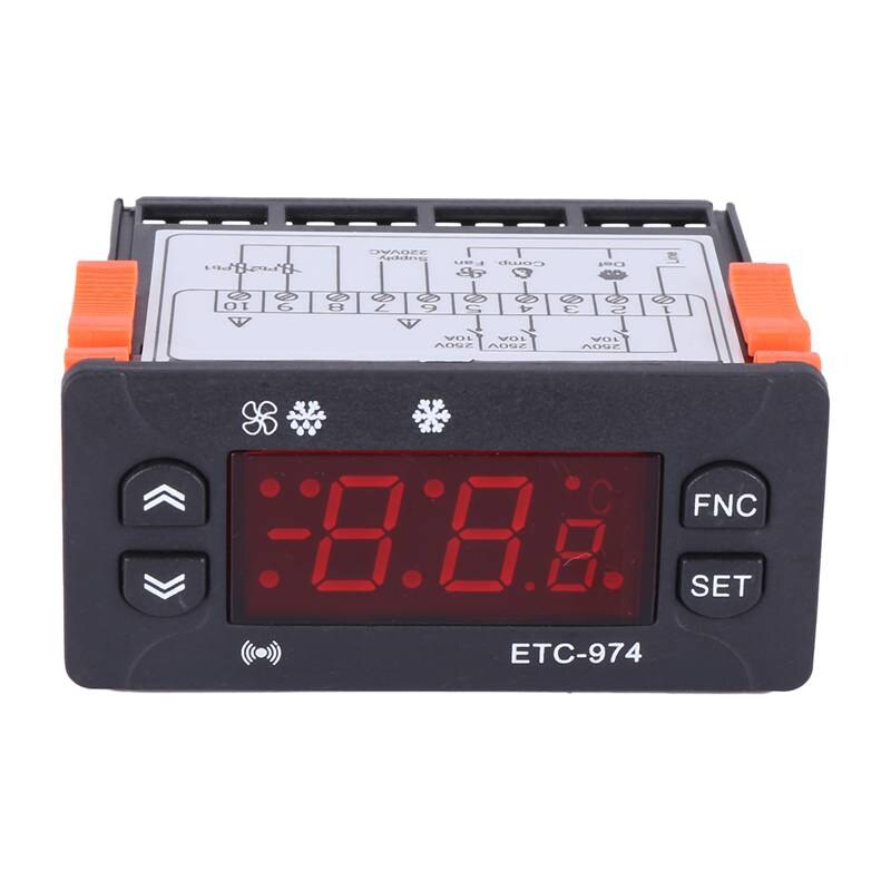 ETC-974 Mini Temperatuurregelaar Koelkast Thermostaat Regulator Temperatuurregelaar Thermokoppel Ntc Dual Sensor 220V