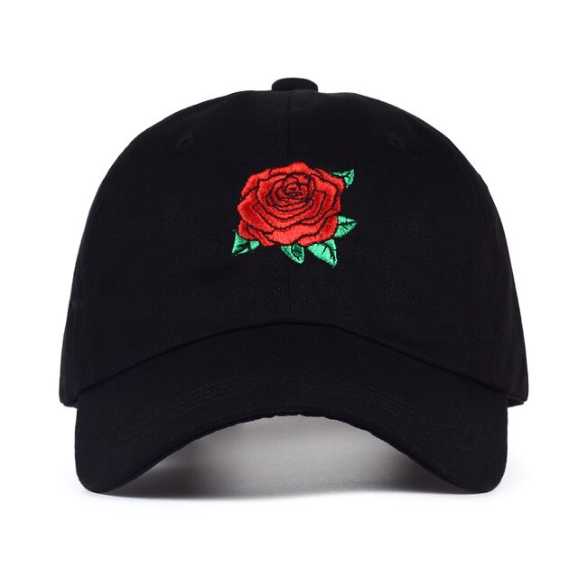 Voron rød rose blomst baseball kasket kvinder bomuld snapback kasket far hat kvindelig hip hop solskærm sommer sol hat: Sort